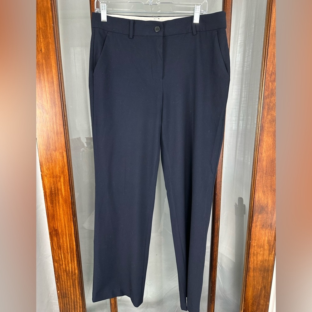 Talbots Pants Womens 8 Navy Blue Windsor Classic Stretch Wide Leg Academia Boss